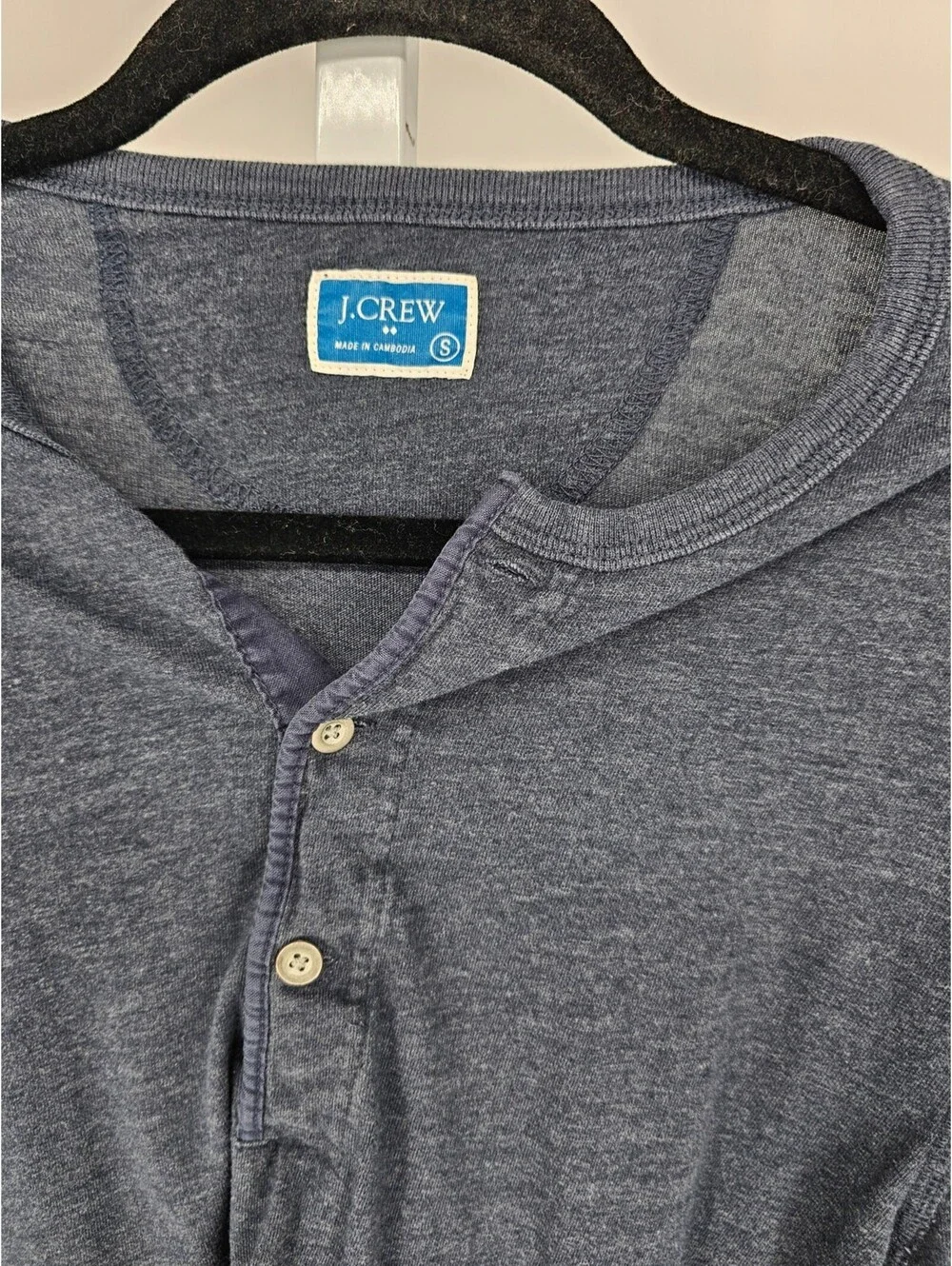 J Crew Mens Sz S Long Sleeve Henley T Shirt Navy Blue
